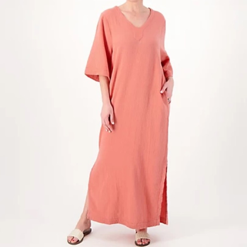 COPY - Barefoot Dreams | Sun Soaked Crinkled V-Neck Caftan